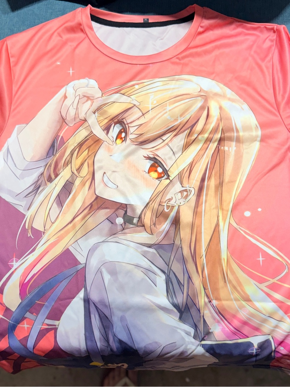 Pink Anime Graphic Tee with Blonde Character
